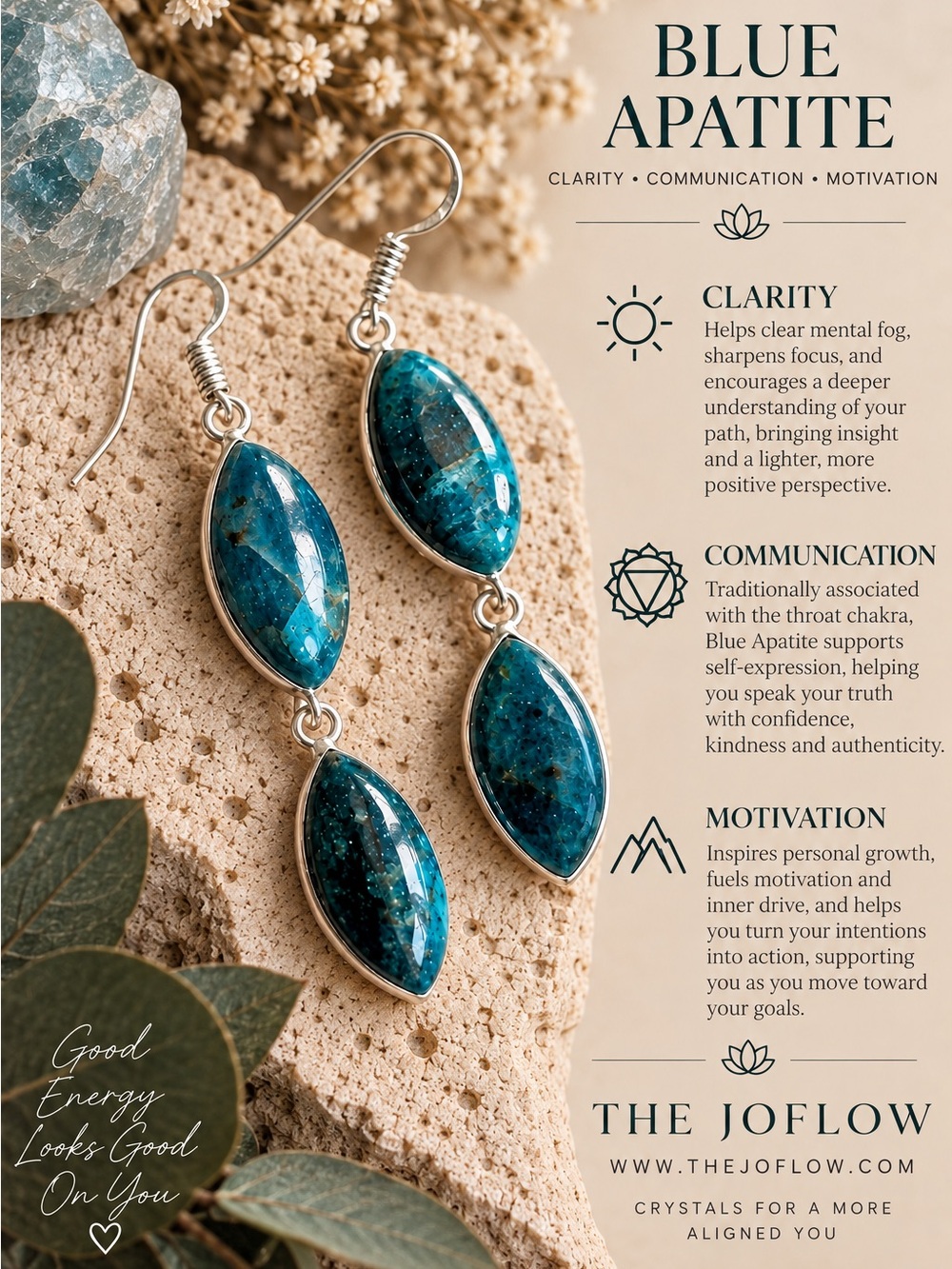 925 Truth + Confidence Blue Apatite Earrings
